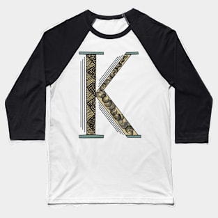 K Initial Art Deco with Doodles Baseball T-Shirt